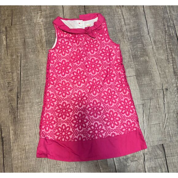 Gymboree Other - Gymboree Girls Dress Size 6 | Pink Floral Lace Overlay Sleeveless Bow Trim